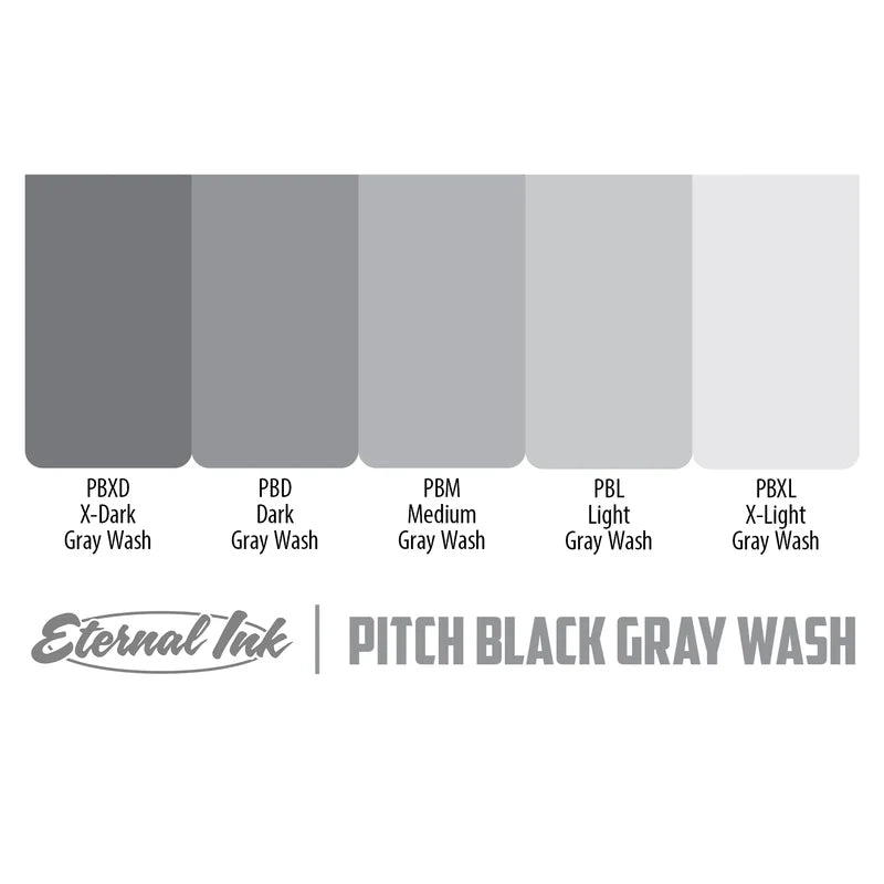 Eternal Ink — Pick Size—Pitch Black Gray Wash Set of 5