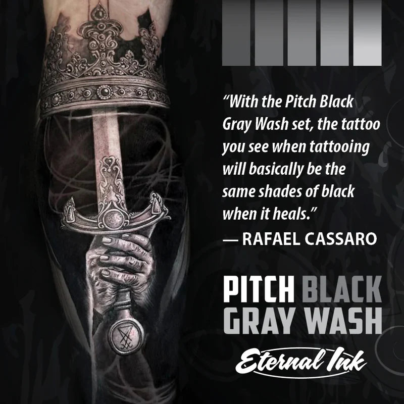 Eternal Ink — Pick Size—Pitch Black Gray Wash Set of 5