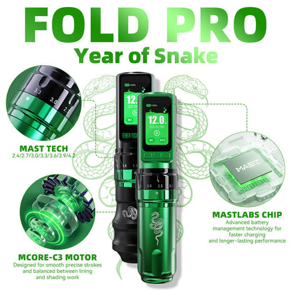 Tattoo Kit | Dragonhawk Fold Pro Year of Snake Edition Tattoo Machine Pen Wireless Professional Bundle