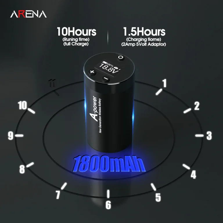 Wireless Tattoo Machine Rotary Pen Two Replaceable Batteries | Arena A-power