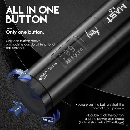 Wireless Tattoo Machine Slimmest machine with 4MM Stroke | Mast Tour Amy