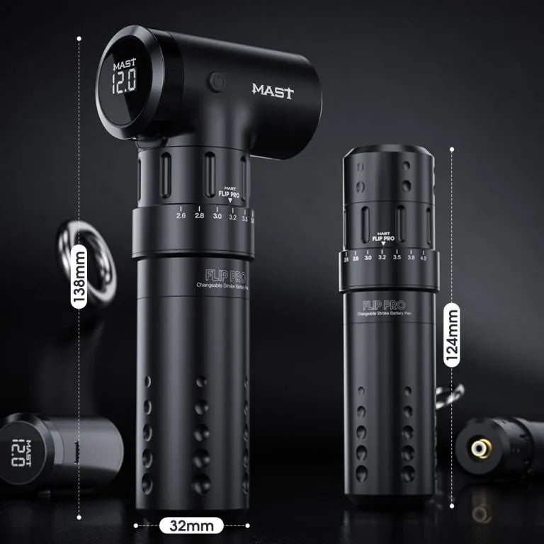 Wireless Tattoo Pen Machine with 2.6-4.0mm Strokes Changeable | Mast Flip Pro