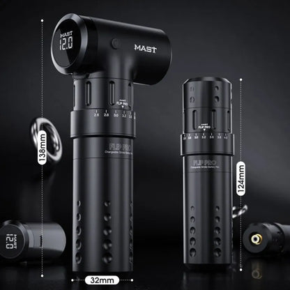 Wireless Tattoo Pen Machine with 2.6-4.0mm Strokes Changeable | Mast Flip Pro