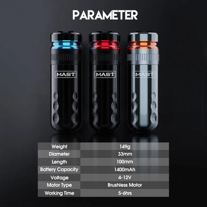 Wireless Tattoo Pen Machine with 4.0MM Strokes Two Replaceable Batteries | Mast Racer